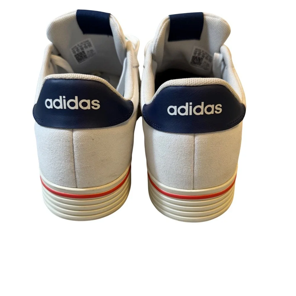 Adidas Daily 3.0 Mens Sneakers White Canvas Navy Red Stripe JQ7361 Size 13